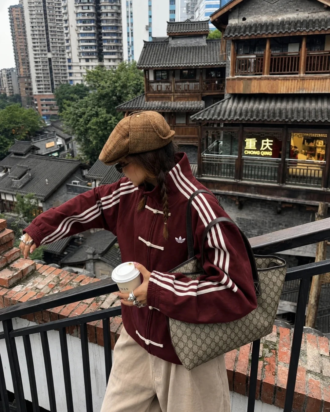 Maroon CNY Jacket –  Mandarin Style Oversized | YDWC