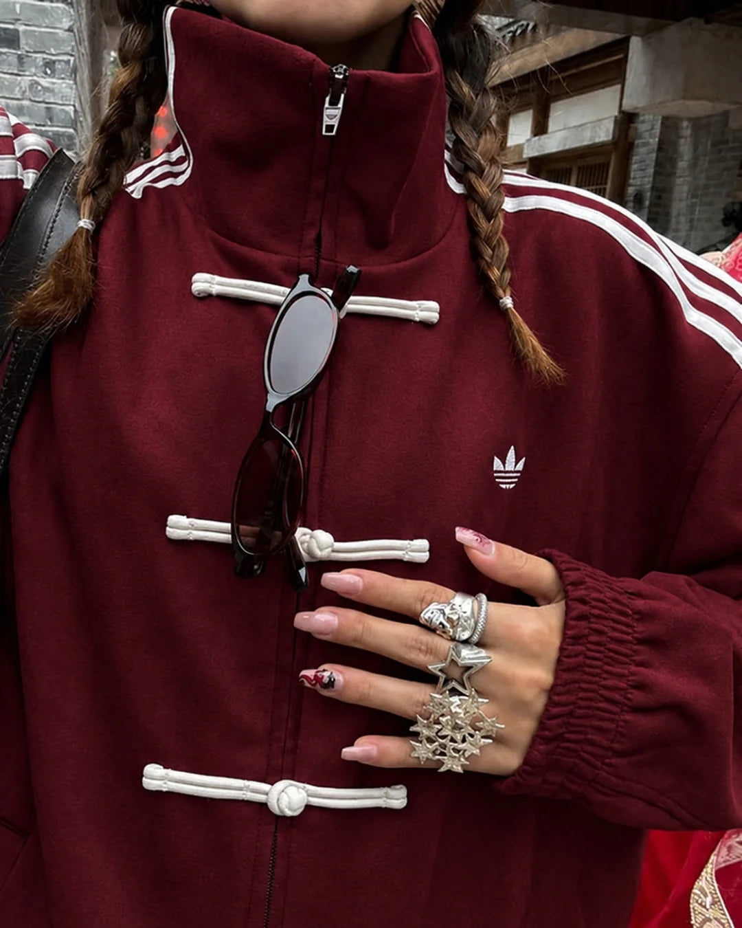 Maroon CNY Jacket –  Mandarin Style Oversized | YDWC