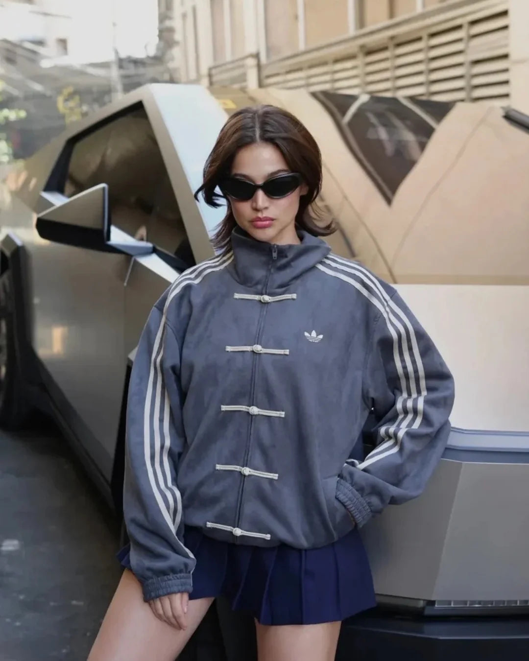 Grey CNY Jacket –  Mandarin Style Oversized | YDWC