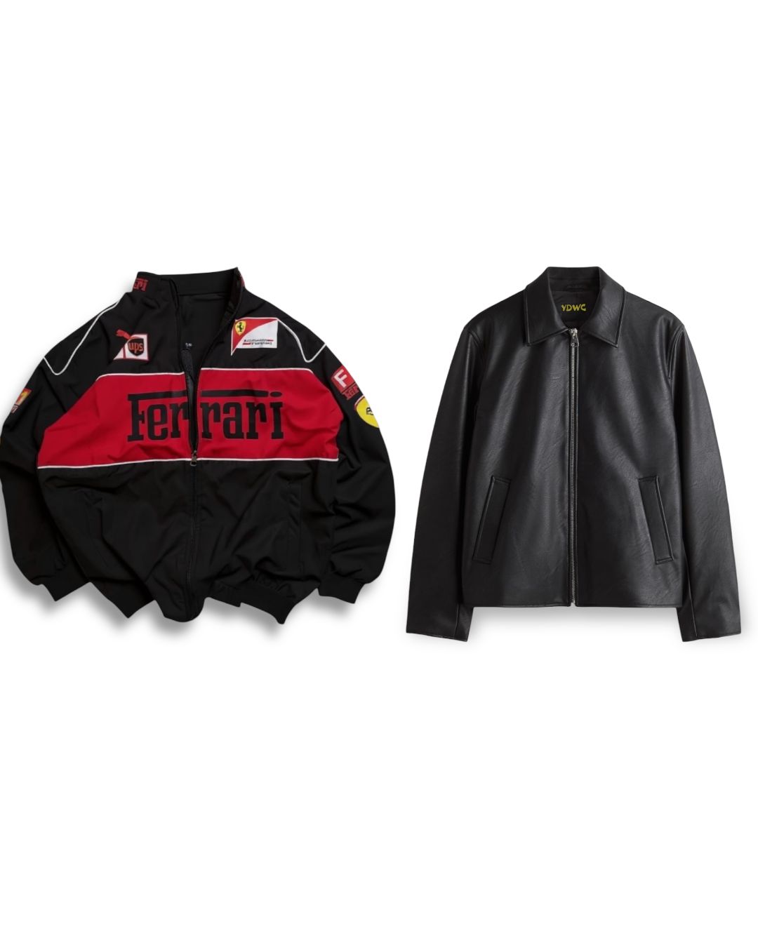 Premium Racing Collection – Black Ferrari & Boxy Fit Leather Jacket