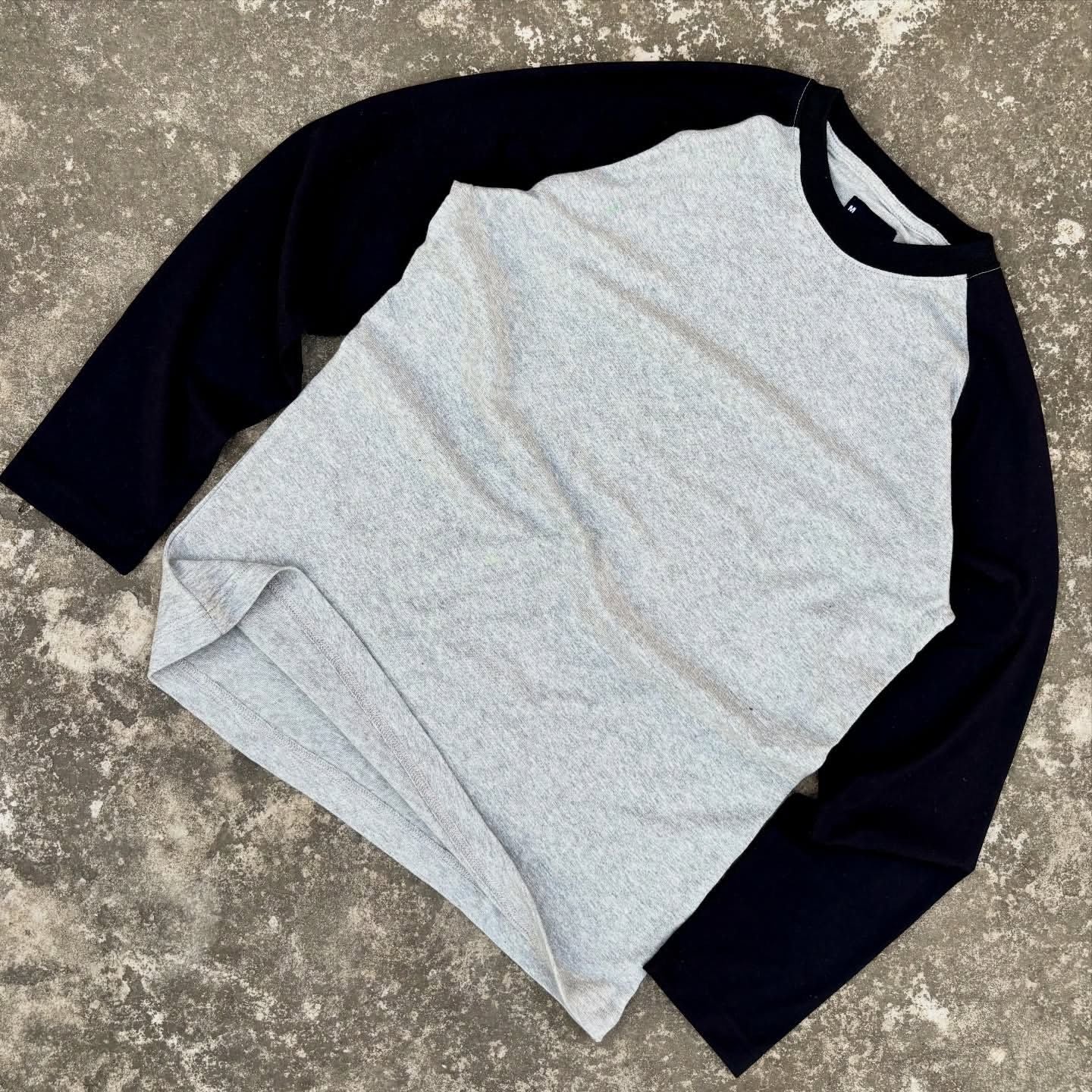 Grey & Black Classic T-Shirt – Raglan Slim Fit