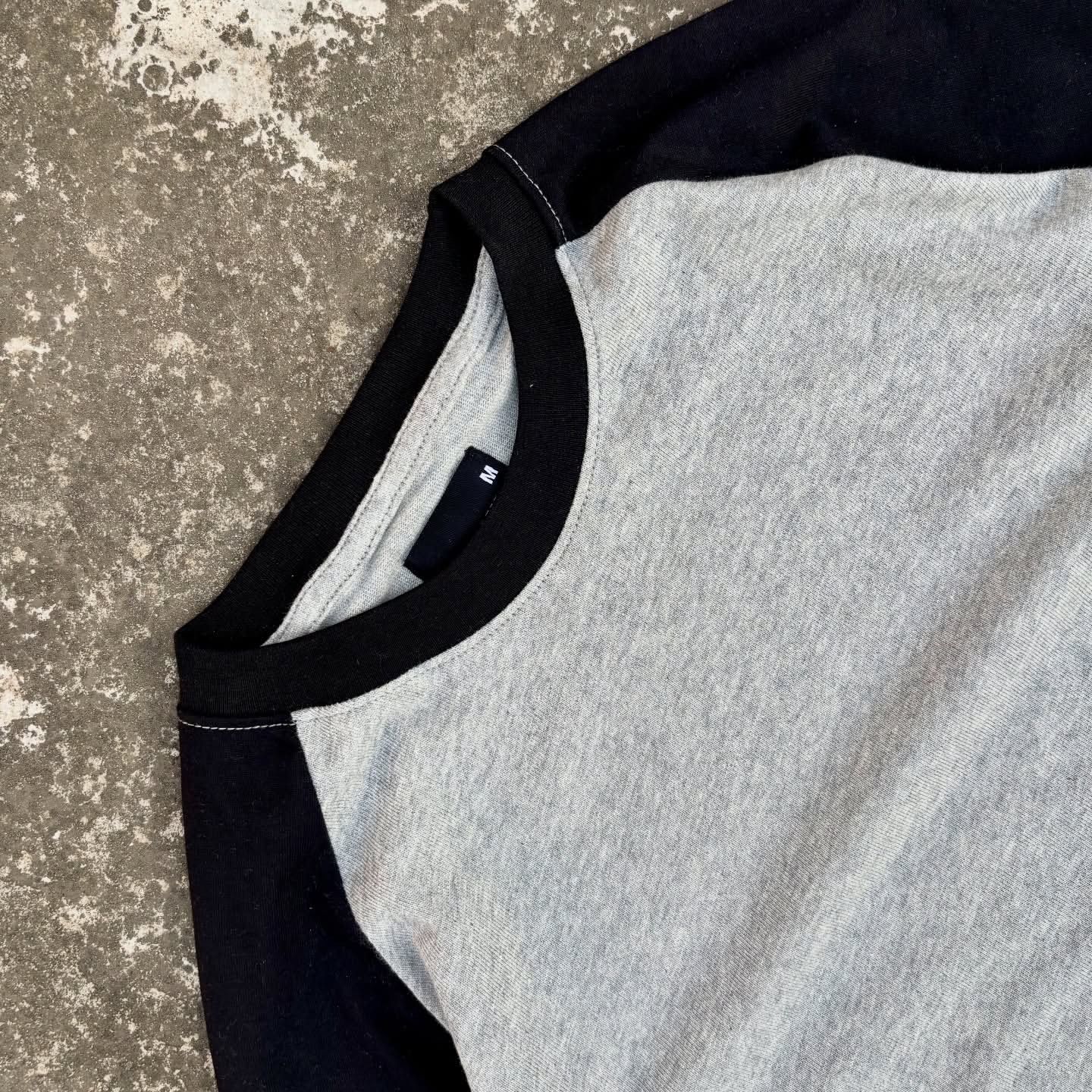 Grey & Black Classic T-Shirt – Raglan Slim Fit