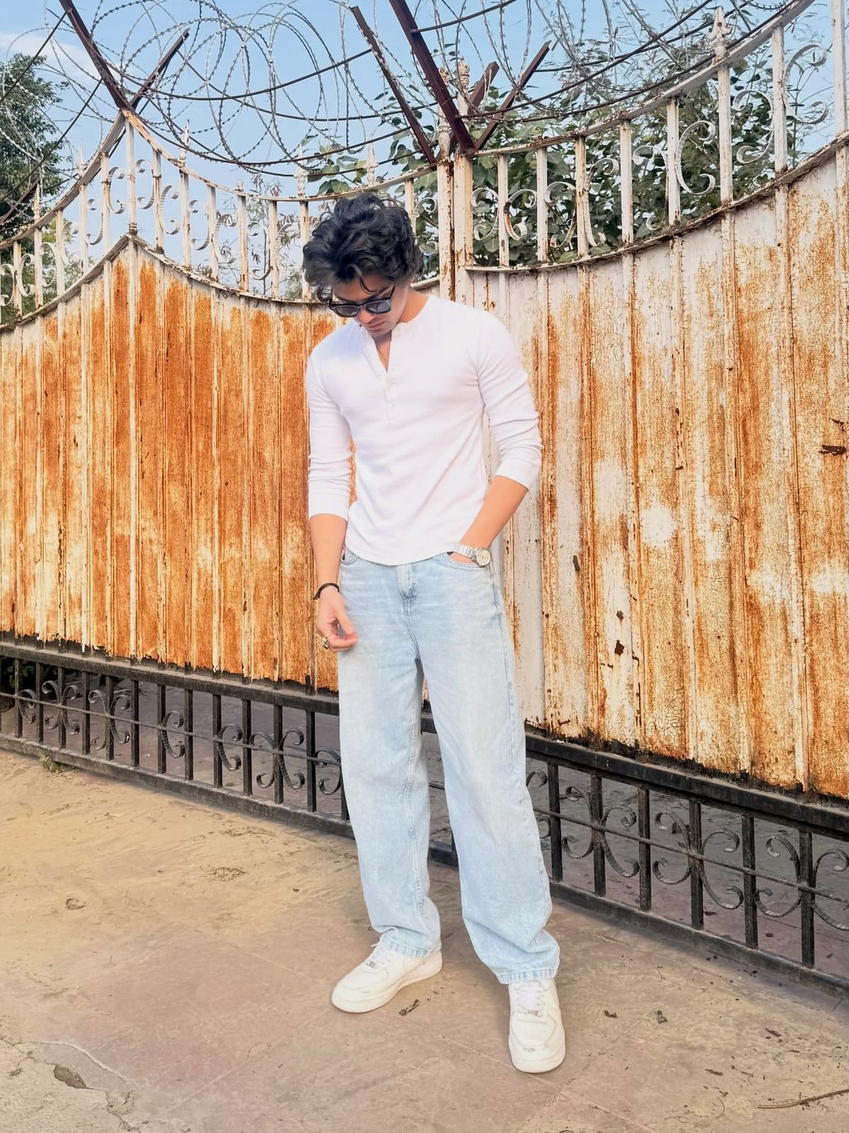 White Henley T-Shirt – Premium Ribbed Slim Fit