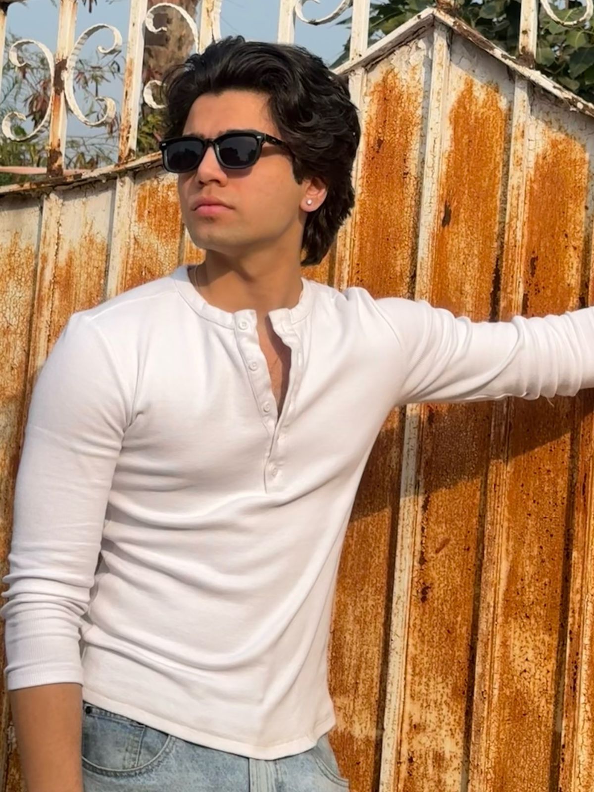 White Henley T-Shirt – Premium Ribbed Slim Fit