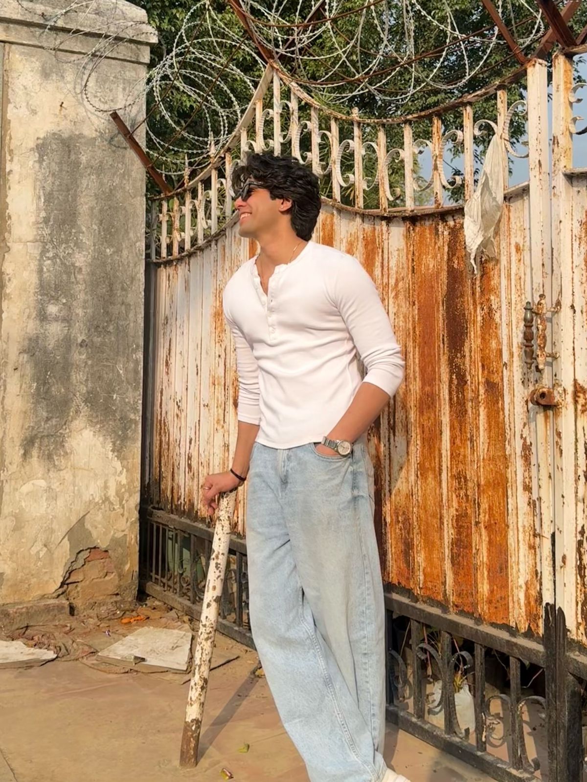 White Henley T-Shirt – Premium Ribbed Slim Fit