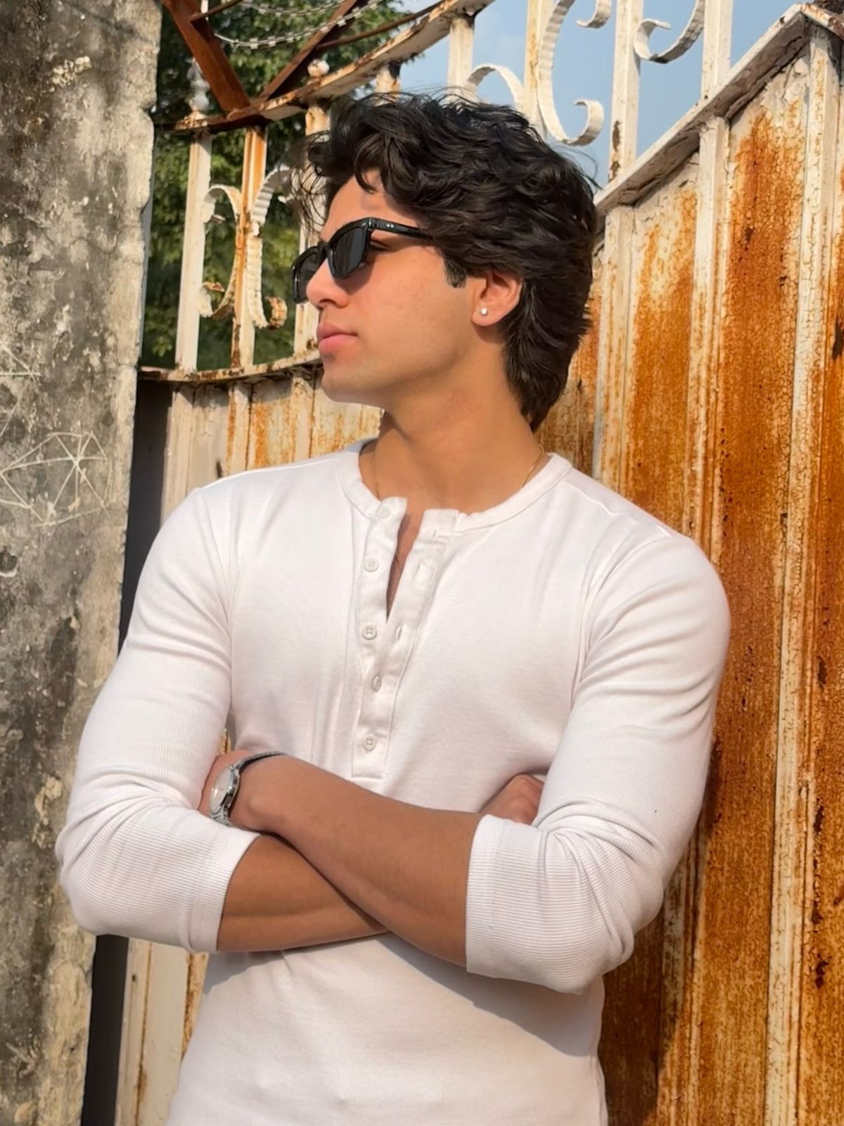 White Henley T-Shirt – Premium Ribbed Slim Fit