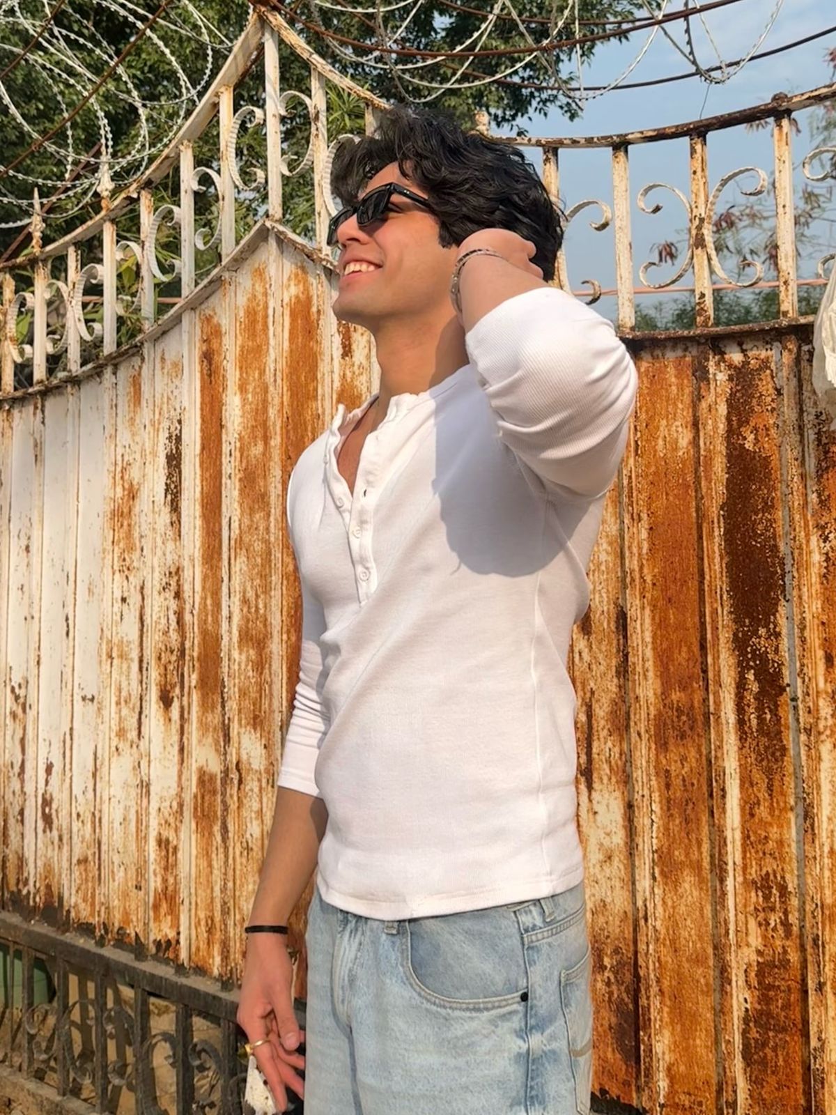 White Henley T-Shirt – Premium Ribbed Slim Fit