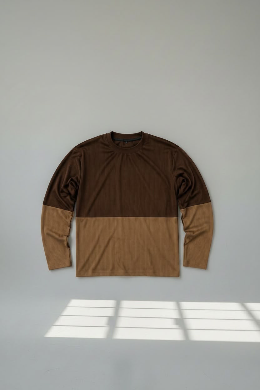 Brown & Tan Dual Shade Waffle Boxy Fit