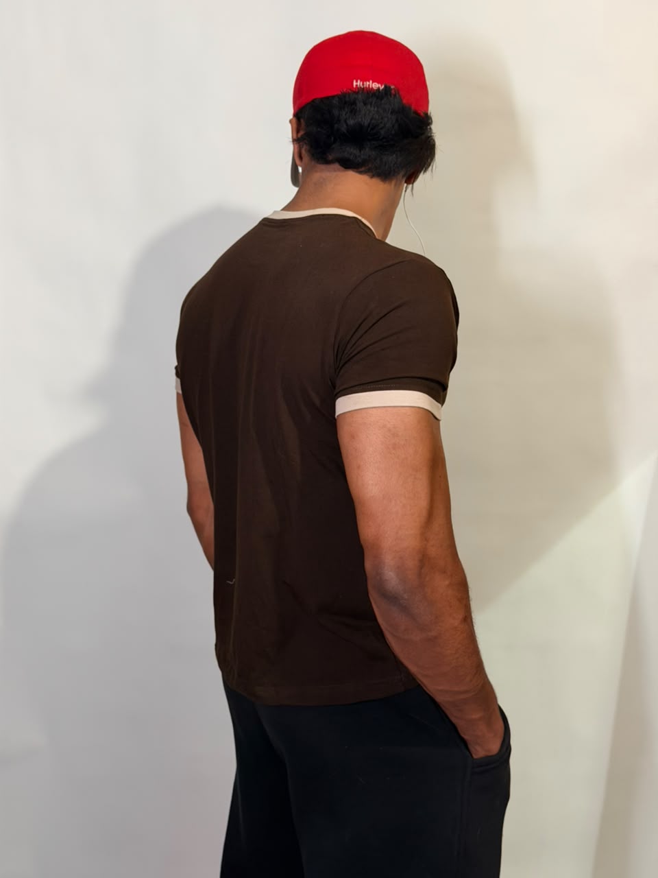 Brown & Beige Ringer ( Cropped ) Tee for Men