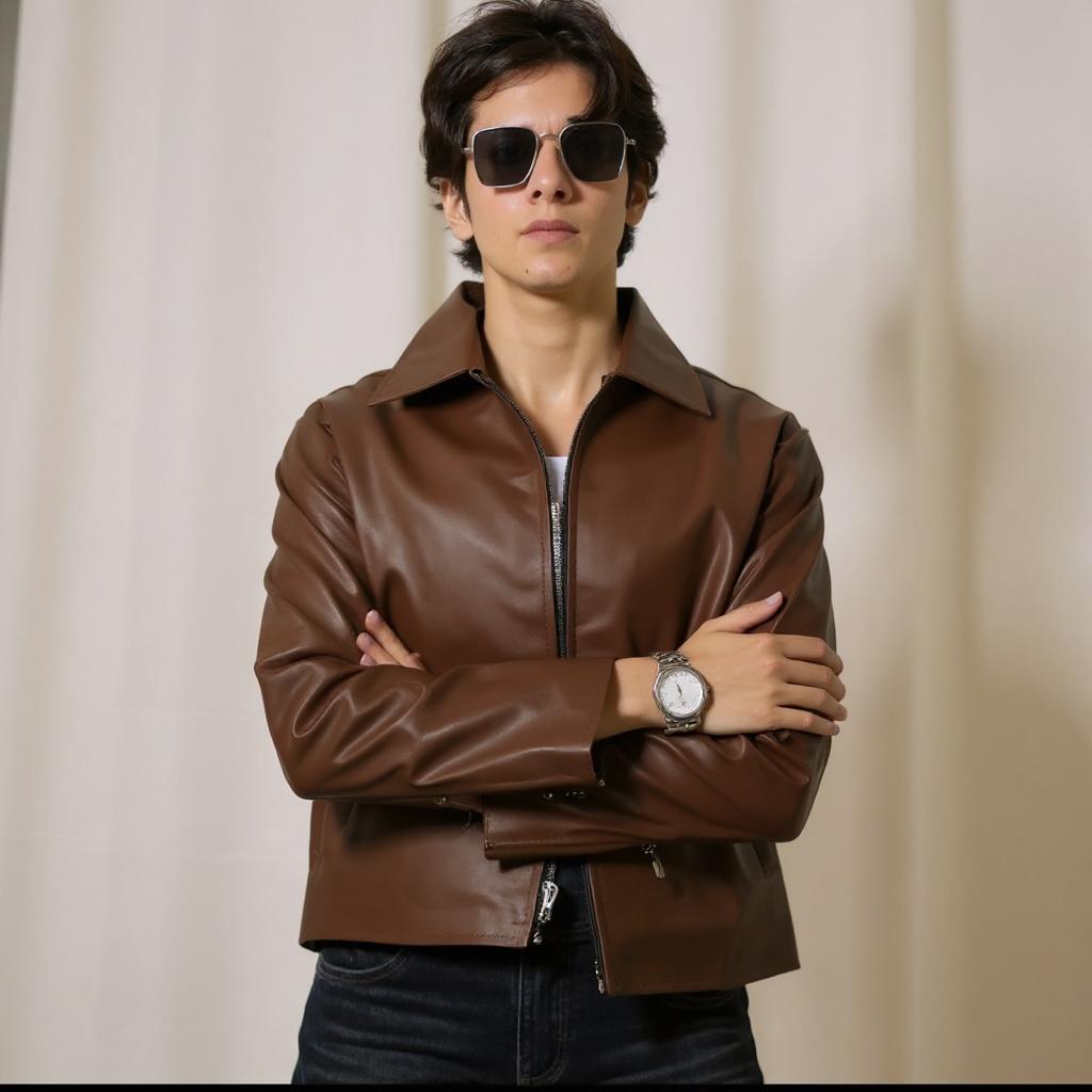 Basic Synthetic Leather Jacket