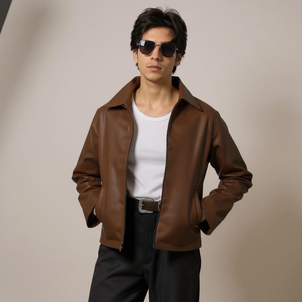 Basic Synthetic Leather Jacket