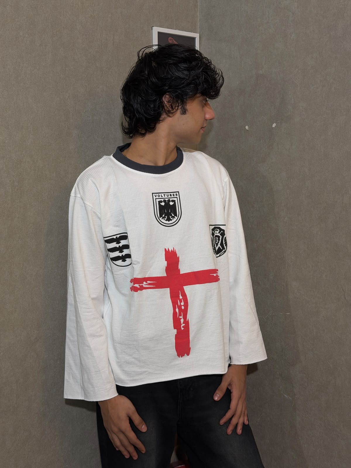 White Knight's Cross Waffle Boxy Fit