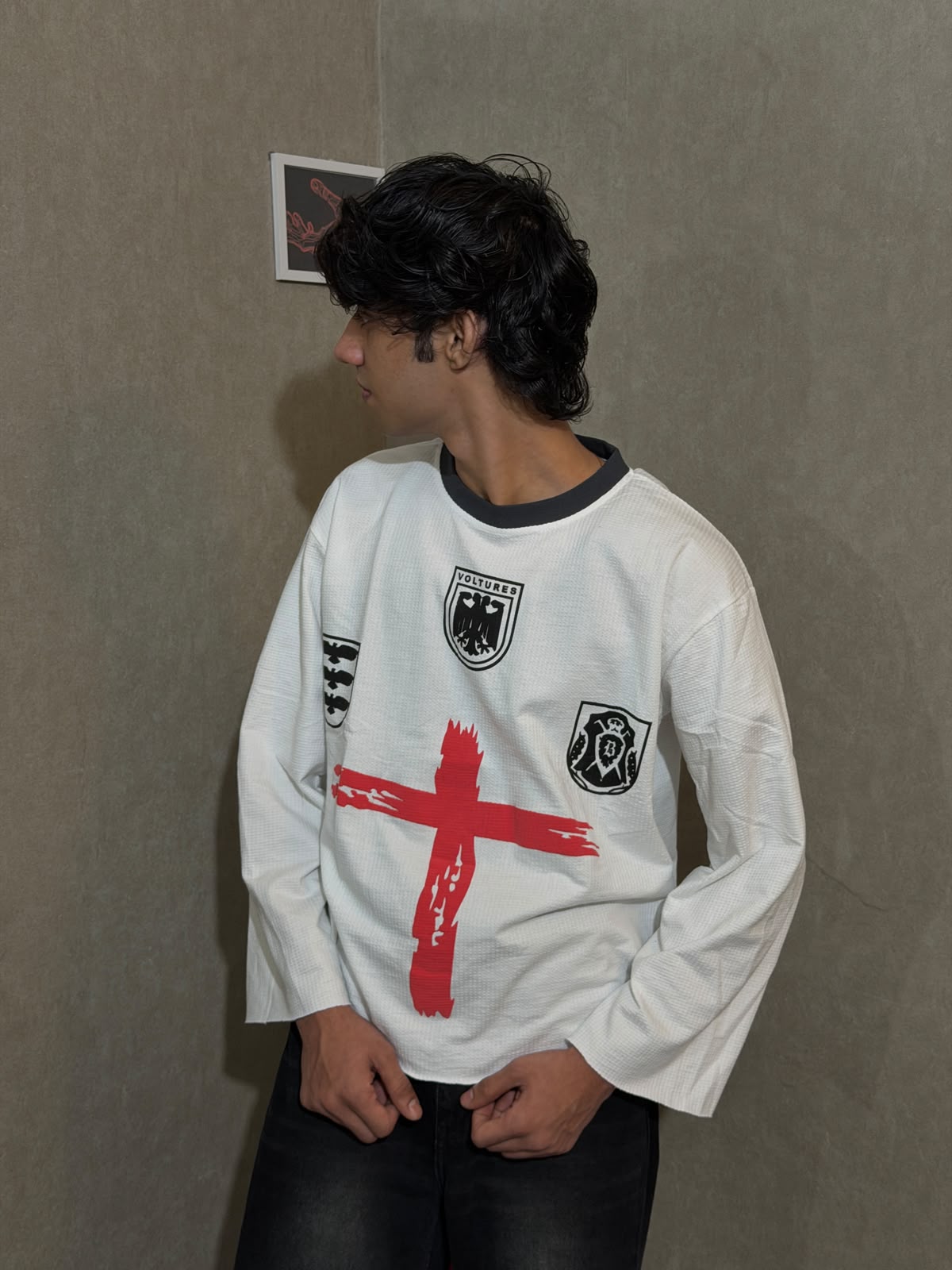 White Knight's Cross Waffle Boxy Fit