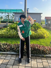 Load image into Gallery viewer, Green Crystal Clear Varsity Jacket
