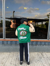 Load image into Gallery viewer, Green Crystal Clear Varsity Jacket

