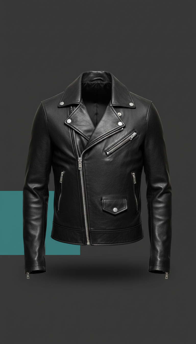 Leather Biker Jacket in Supple Black