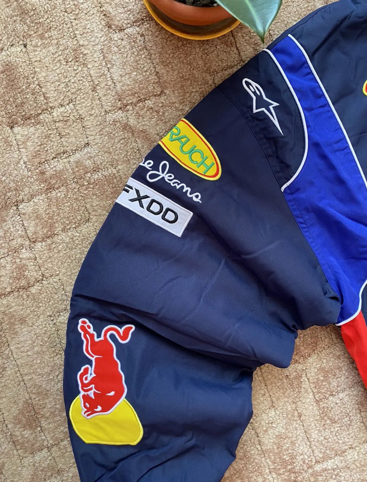 Red Bull Vintage Embroidered Jacket | Classic Motorsport Apparel (Embroidered).