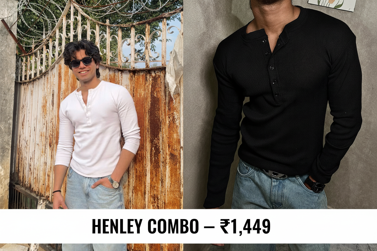 Henley Combo – White & Black