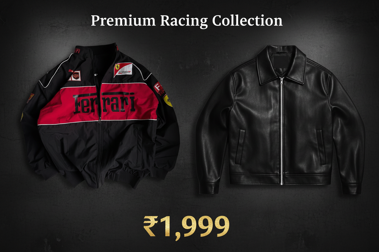 Premium Racing Collection – Black Ferrari & Boxy Fit Leather Jacket ...