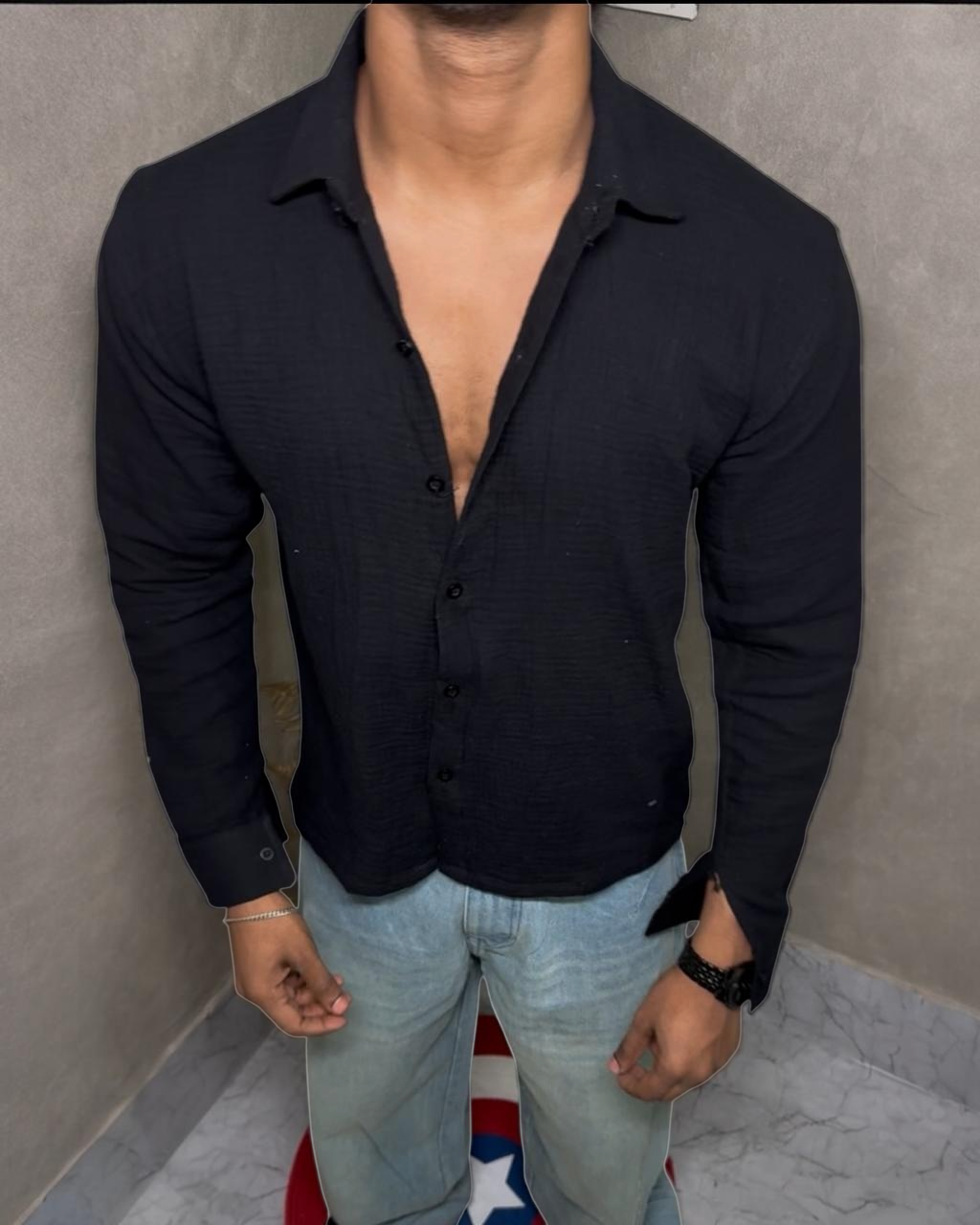 boxy fit black shirt streetwear