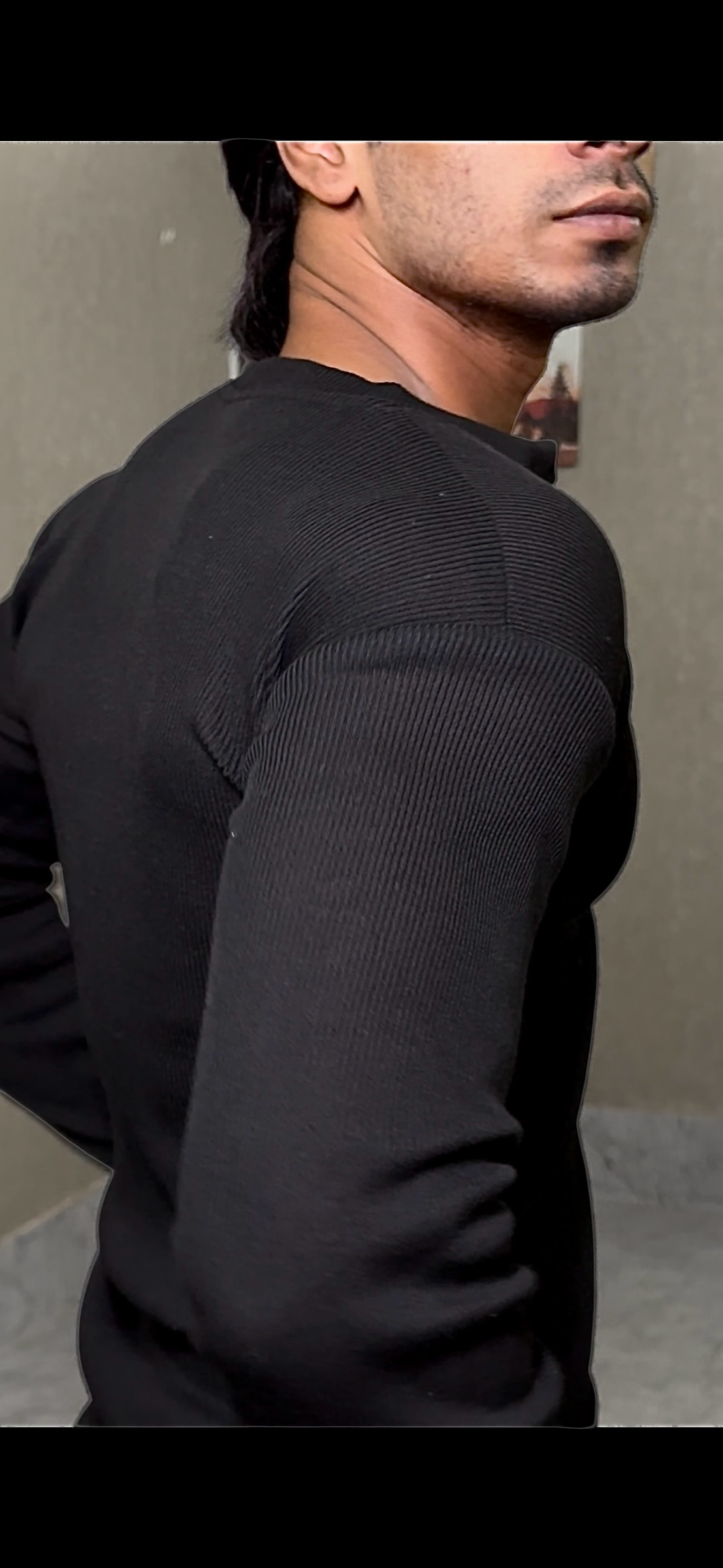 Black Henley T-Shirt for Men – Premium Ribbed Slim Fit