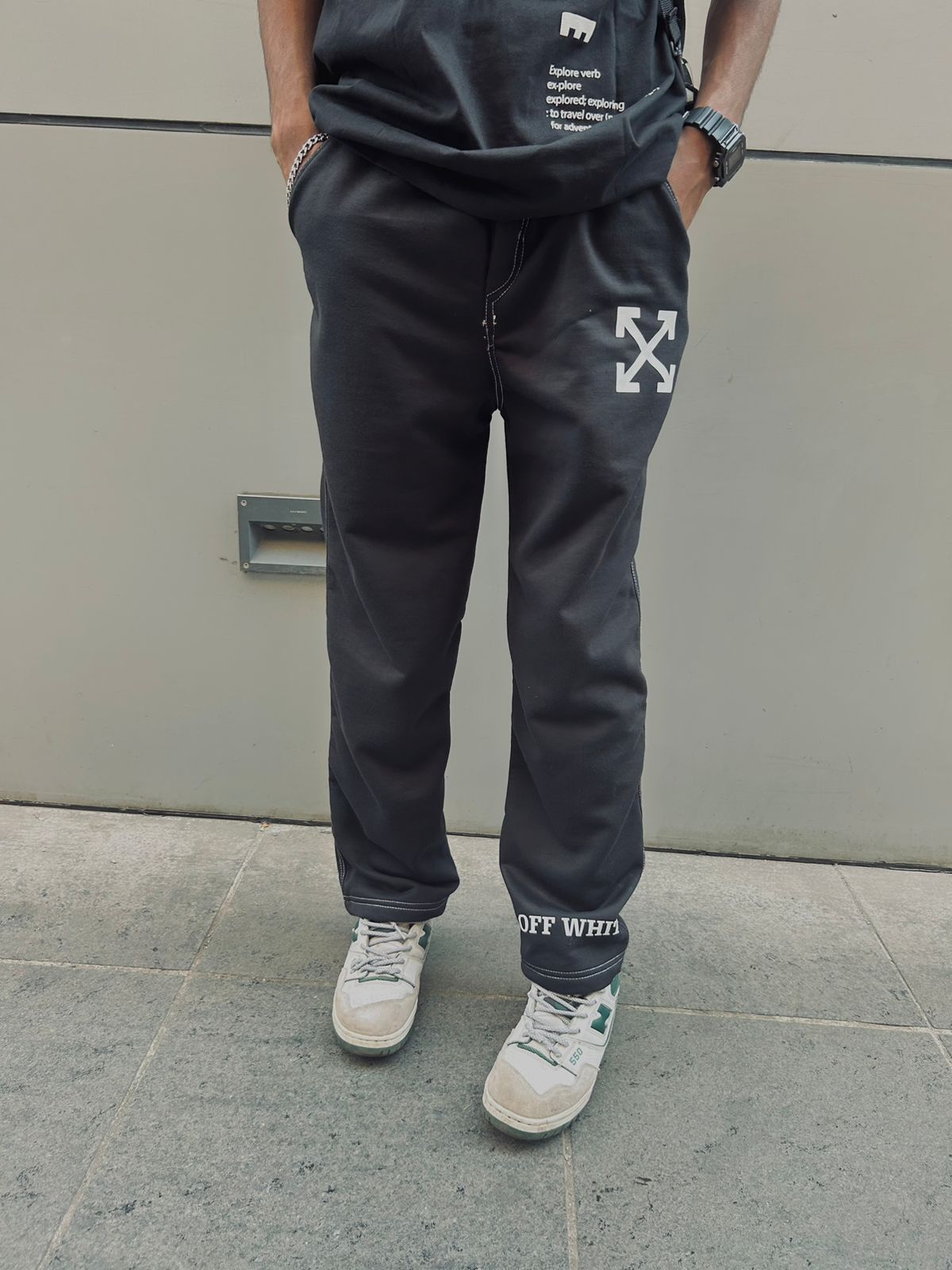 Off-White Cotton Fleece Joggers