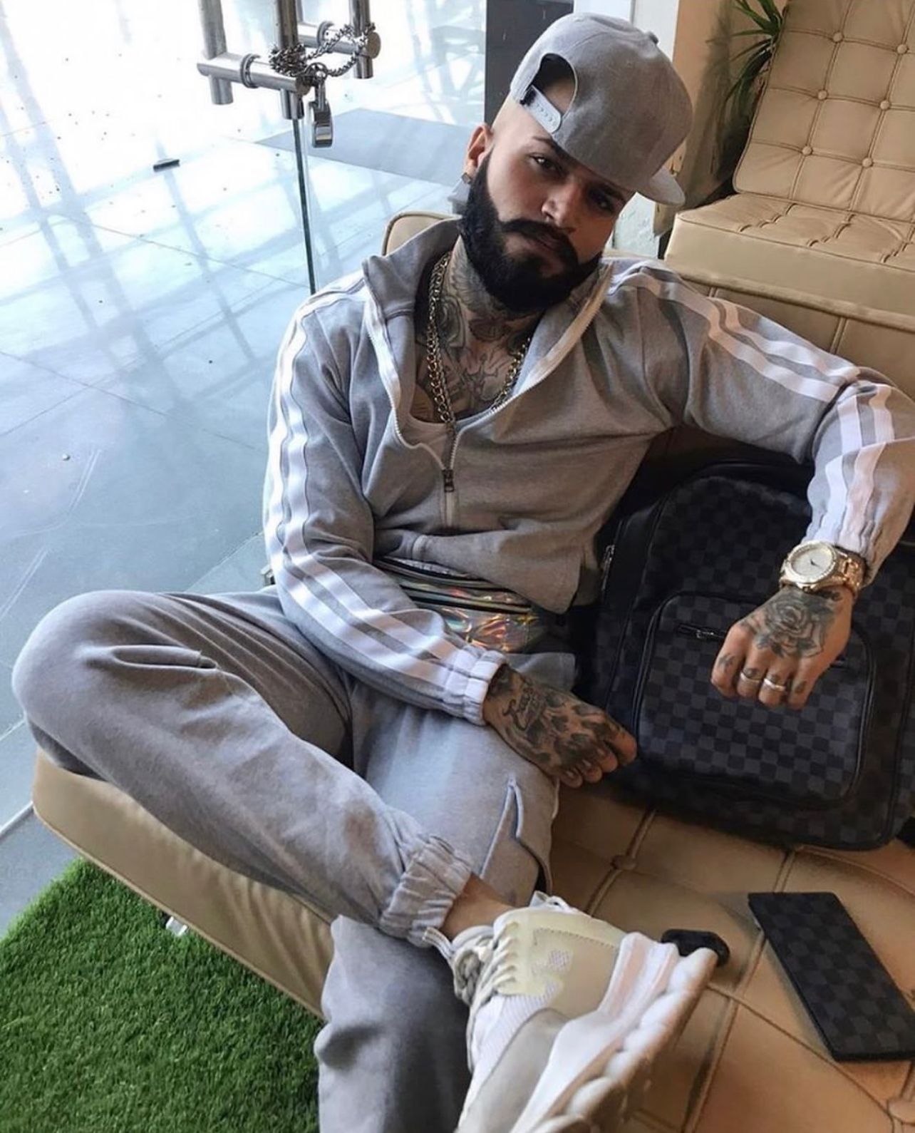 Grey Double Strips Tracksuit