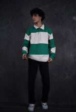 Load image into Gallery viewer, Green Colour Block Oversized Collar Sweatshirt
