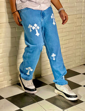 Load image into Gallery viewer, White aesthetic cross denim
