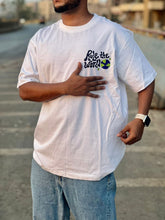Load image into Gallery viewer, Rule The World White Cotton Oversized T-shirt
