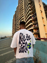 Load image into Gallery viewer, Rule The World White Cotton Oversized T-shirt
